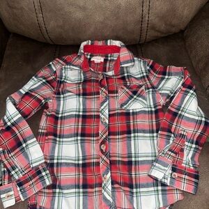 Cat & Jack Red and White Plaid Button Down Shirt